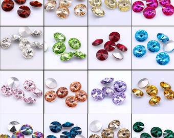 Rivoli Rhinestone Beads: 12mm/14mm Pointed Back Crystal Gems