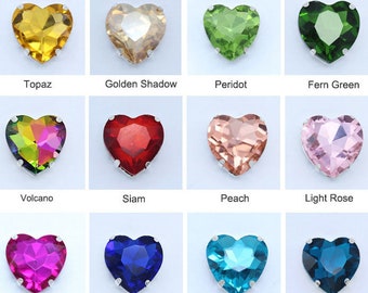 Heart Shape Crystal 8mm 10mm 12mm 14mm 18mm 27mm Sew on Fancy Stone Rhinestone Glass Beads Sewing Embellishment Montees