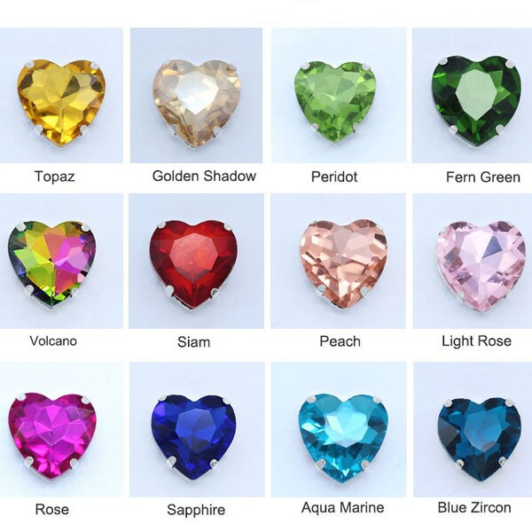 Heart Shape Crystal 8mm 10mm 12mm 14mm 18mm 27mm Sew on Fancy Stone Rhinestone Glass Beads Sewing Embellishment Montees