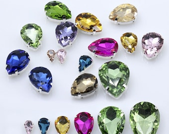 Pear Shape Crystals Sew On Rhinestone Teardrop Fancy Stone Jewelry Bling Embellishments Sparkling Gems Wedding Dress Costume Decor