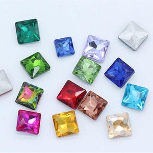 Perline di cristallo con retro a punta quadrata da 8 mm, 10 mm e 12 mm, pietre preziose decorative per abbellimenti