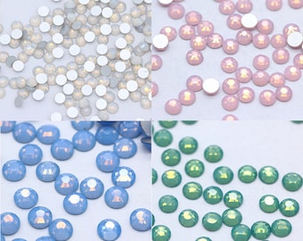 1440pcs Opal Rhinestone Flatback Crystals Glass Beads Pink Blue Green White Opal Rhinestone Bling Embellishments 2mm 3mm 4mm 5mm