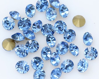 Strasstenen van licht saffierglas: puntige edelstenen (1 mm-5 mm)