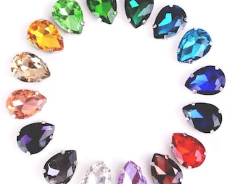 Teardrop Crystals 10x14mm 13x18mm Sew On Rhinestone Pear Shape Crystal Glass Beads Bling Embellishments