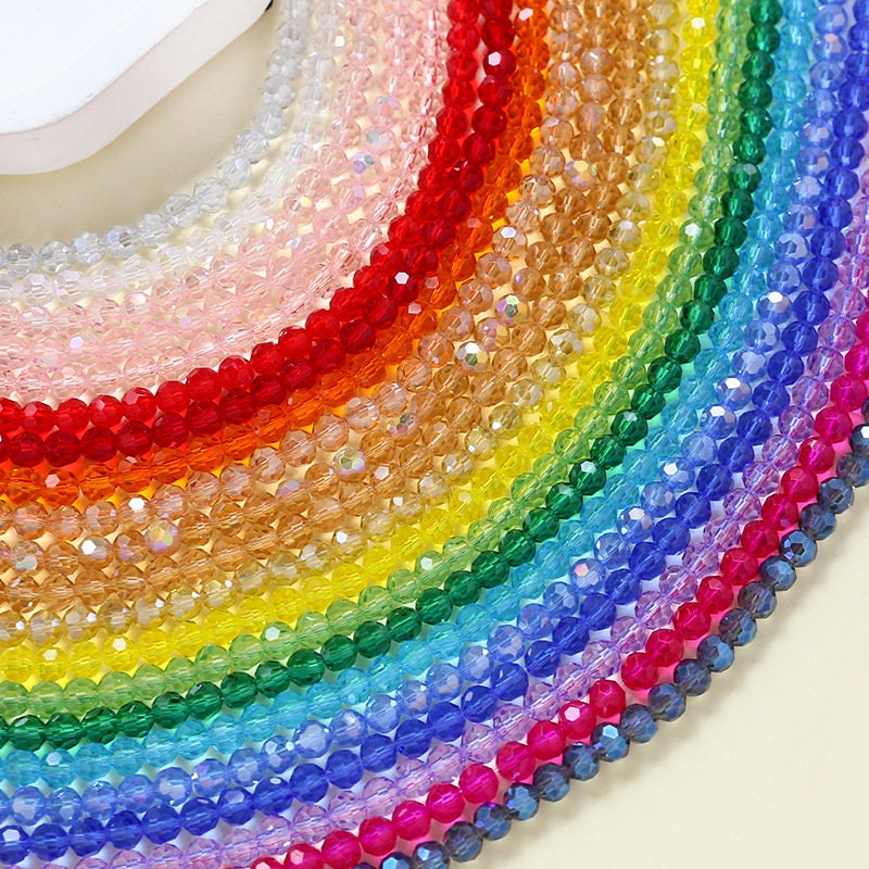 Faceted Crystal Glass Beads: Sparkling Spacer Beads, Jewelry Making - 3-10mm