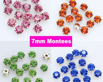 7mm Montees Aufnähen Strass Lose Perlen Chatons Funkelnde Edelsteine Aufnähen Kristalle Für Hochzeit Kostüme Stoff Edelsteine Bling Verzierungen