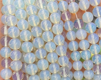 Opalite Gemstone Beads White Crystal Round Beads White Opal Gemstone Loose Beads Earring Bracelet Jewelry Making Supply