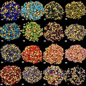 200 pezzi di cristalli con punta a forma di dorso di strass di varie dimensioni, perline di cristallo per la riparazione di gioielli, Chaton da 3 grammi, 1 mm, 2 mm, 3 mm, 4 mm, 5 mm, abbellimenti scintillanti.
