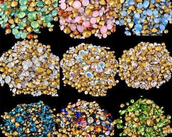 極小の透明クリスタルチャトン、1 mm から 2.45 mm までの各種サイズ