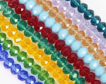 Faceted Rondelle Beads Glass Spacer Beads Bracelet Jewelry Making Gems Handmade Supplies 4mm 6mm 8mm 10mm