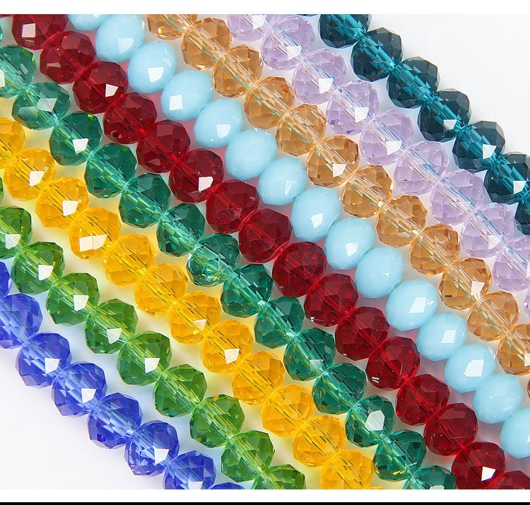 Faceted Rondelle Glass Spacer Beads: Jewelry Making Supplies, 35 Colors