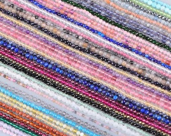 2mm Micro Faceted Beads Gemstone Beads For Jewelry Making Bracelet Necklace Healing Crystal Bead
