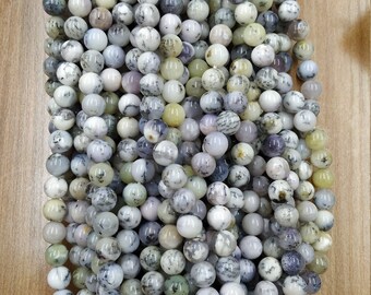 AAA+ Dendritic Opal Beads,Round Beads,4mm 6mm 8mm 10mm 12mm,Gray Gemstone Loose Beads,15.5 inch Full Strand