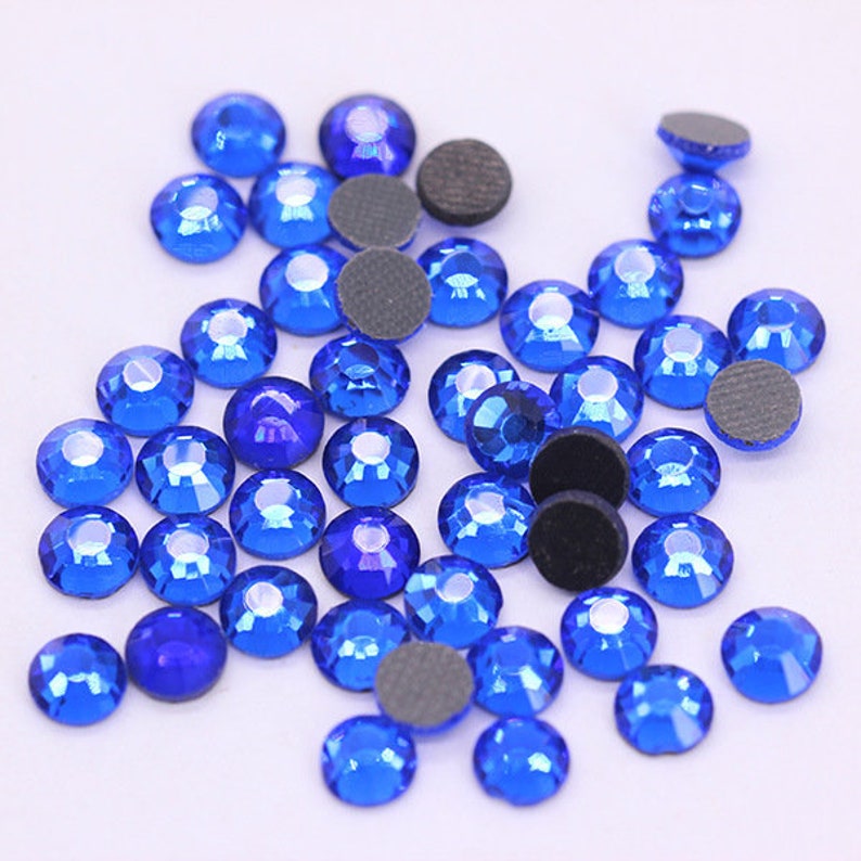 Sapphire DMC Iron On Hotfix Rhinestones Blue Crystal Bling Embellishment 2mm 3mm 4mm 5mm 6mm Crystal Beads