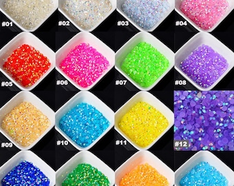 1000 Jelly AB Flatback Harz Strasssteine Flache Rückseite Kristall Perlen DIY Deco Bling Verzierungen