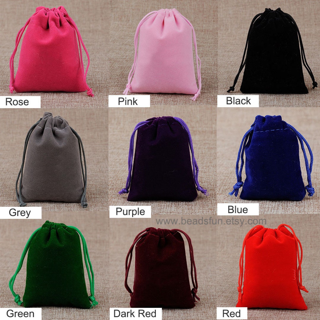 10pcs Velvet Bags Drawstring Jewelry Pouch Gemstone Crystals Jewelry