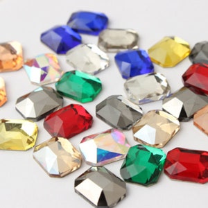 Rectangle Flat Back Rhinestone 8x10mm 6x8mm Octagon Rhinestone Crystal Beads Fancy Stone Glass Gems Glue On Nail Beads