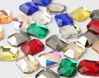 Rectangle Flat Back Rhinestone 8x10mm 6x8mm Octagon Rhinestone Crystal Beads Fancy Stone Glass Gems Glue On Nail Beads