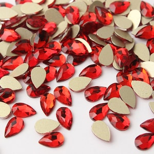 Perline di vetro piatte a forma di pera, perline di cristallo a goccia, gemme per nail art, abbellimenti scintillanti, perline sciolte di strass, 5 x 8 mm