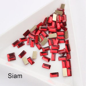 Baguette Flatback Rhinestones: Rectangle Glass Nail Gems (2.5x5mm)