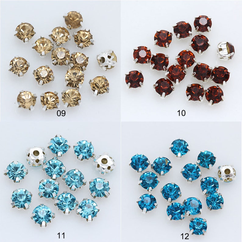 100pcs 3mm Montees Sew On Crystal Round Chatons Rhinestones with Setting Glass Beads For Fabric Bling Embellishments zdjęcie 4