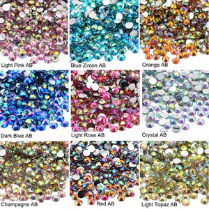 1000pcs AB Rhinestone Flatback Crystal Resin Rhinestone Flatback Loose Beads Nail Art Bling Embellishments 2mm 3mm 4mm 5mm 6mm