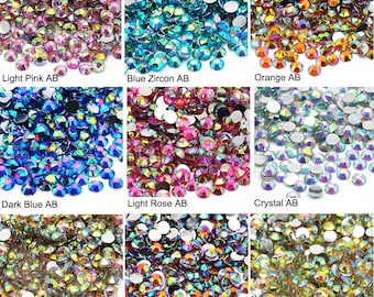 1000pcs 6mm AB Strass Flatback Aurora Borealis Strass Résine Flat Back Loose Beads Faceted Crystals Bling Embellishments