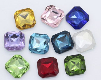 Square 18mm 23mm Pointed Back Crystals Octagon Rhinestone Glass Beads Faceted Fancy Stone Embellishment Gems