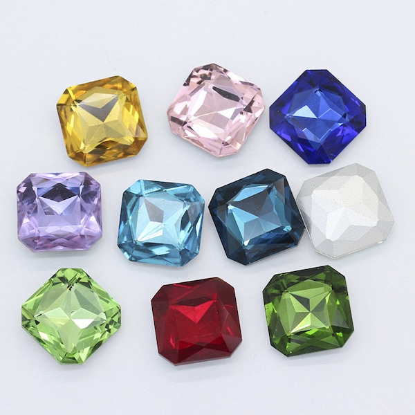 Square 18mm 23mm Pointed Back Crystals Octagon Rhinestone Glass Beads Faceted Fancy Stone Embellishment Gems