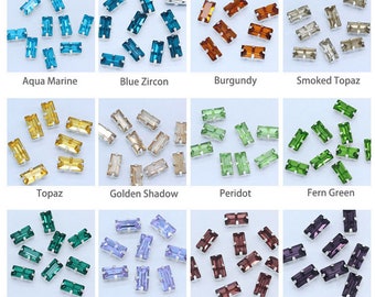 Baguette 5x10mm, 7x21mm Rectangle Coudre sur cristal Strass Perles de verre Argent Cadre Fancy Stone Embellissement