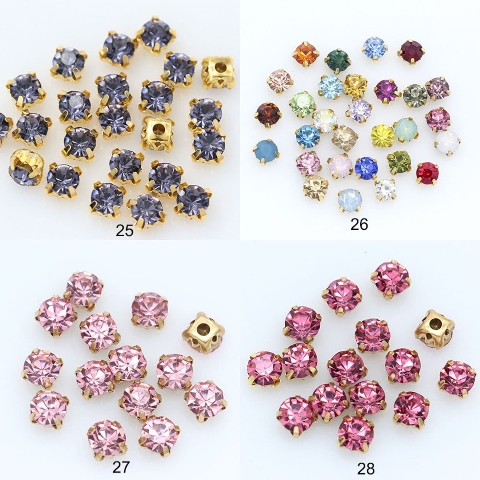 8mm Sew on Rhinestone Loose Montees Gold Setting Sparkling Etsy