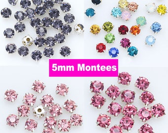 100pcs 5mm Montees Chatons coudre sur le cristal de strass avec réglage Bling Embellishments Perles de verre pour le tissu