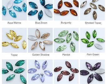 Navette 7x15mm,5x10mm Pointed Back Crystals Marquise Rhinestone Glass Beads Fancy Stone Embellishment Gems