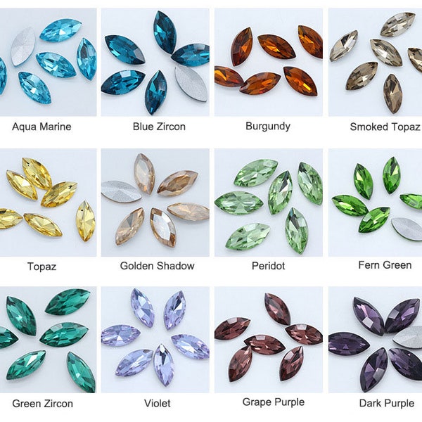 Navette 6x12mm,4x8mm Rhinestone Pointed Back Crystals Marquise Glass Beads Fancy Stone Embellishment Gems
