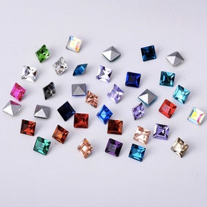 Perline di cristallo con retro a punta quadrata minuscole da 2 mm, 3 mm, 4 mm e 6 mm, pietre preziose per abbellimenti.