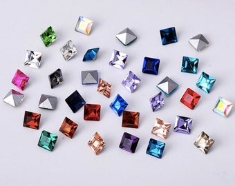 Pack o Sparkle Star Engraved Acrylic Resin Rhinestone Square Flat Back 14mm