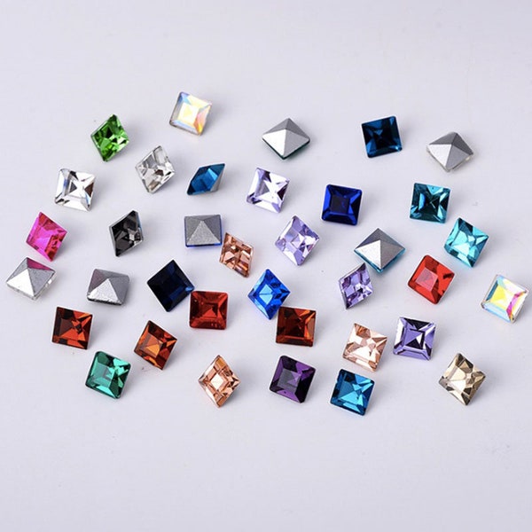 Tiny Square Point Back Rhinestone 2mm 3mm 4mm 6mm Pointed Back Crystal Glass Beads Fancy Stone Embellishment Gems