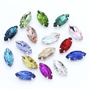 Navette 7x15mm,5x10mm Marquise Rhinestone Sew On Crystal Glass Beads Costume Decor Bling Embellishment