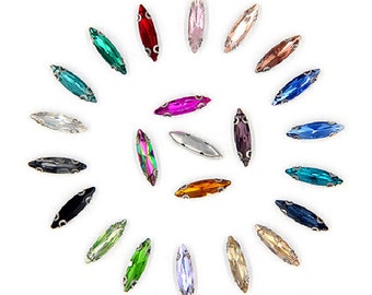 Navette 4x15mm Marquise Rhinestone Sew On Crystal Glass Beads Costume Decor Bling Embellishment