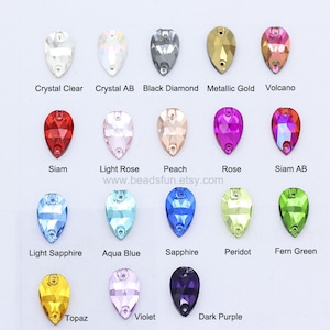 Teardrop Sew On Rhinestones: Pear Flatback Crystal Gems