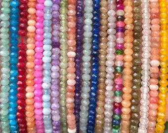 3x4mm Faceted Rondelle Beads Natural Gemstone Spacer Beads For Jewelry Making Healing Crystal Bead