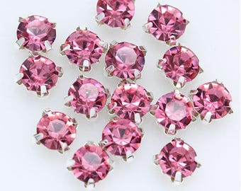 4mm Crystal Rhinestone Montees: Sew On Bling Embellishments, Silver Setting (100pcs)