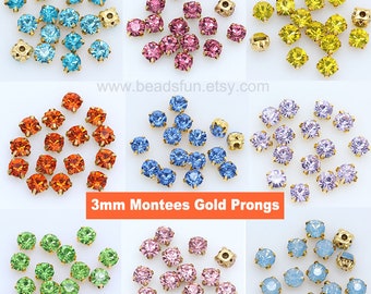 3mm Montees Sew On Rhinestone Loose Beads Sparkling Sew On Chatons Jewelry Making Crystals Wedding Dress Beaded Gems Bling Embellishments