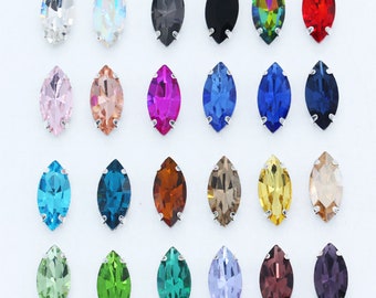 Marquise Sew On Rhinestones: Multi Color Crystal Glass Beads (4x8mm, 6x12mm)