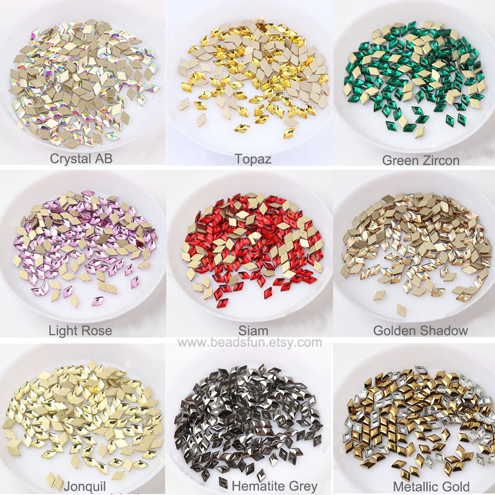 Outus 1000 Pieces Clear Flat Back Rhinestones Round Crystal Gems 1.5 mm - 5 mm, 5 Sizes