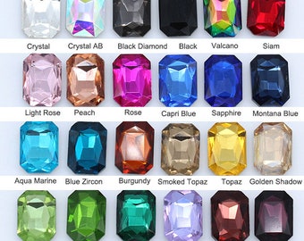 Octagon Pointed Back Rhinestone 18x25mm 13x18mm 10x14mm 8x10mm Rectangle Rhinestone Crystal Beads Fancy Stone Glass Gems