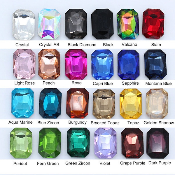 Octagon Pointed Back Rhinestone 18x25mm 13x18mm 10x14mm 8x10mm Rectangle Rhinestone Crystal Beads Fancy Stone Glass Gems
