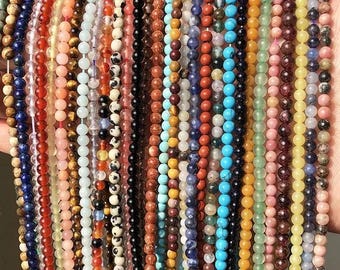 2mm Gemstone Beads For Jewelry Making DIY Bracelet Necklace Supplies Healing Crystal Loose Bead