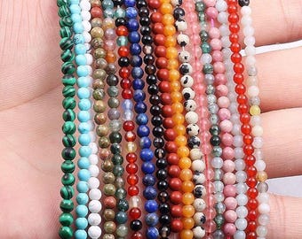 3mm Natural Gemstone Beads For Jewelry Making Handmade Bracelet Necklace Supplies Healing Crystal Beads
