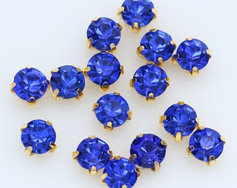 7mm Montees Sew On Rhinestone Gold Setting Crystal Round Chaton Bling Embellishments Fabric Decor Glass Beads